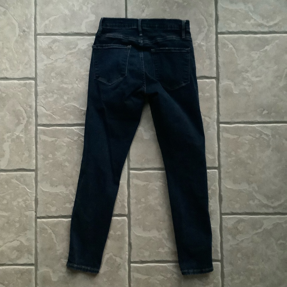 Frame Denim Le Skinny de Jeanne Crop Dark Blue Jeans - Picture 4 of 8